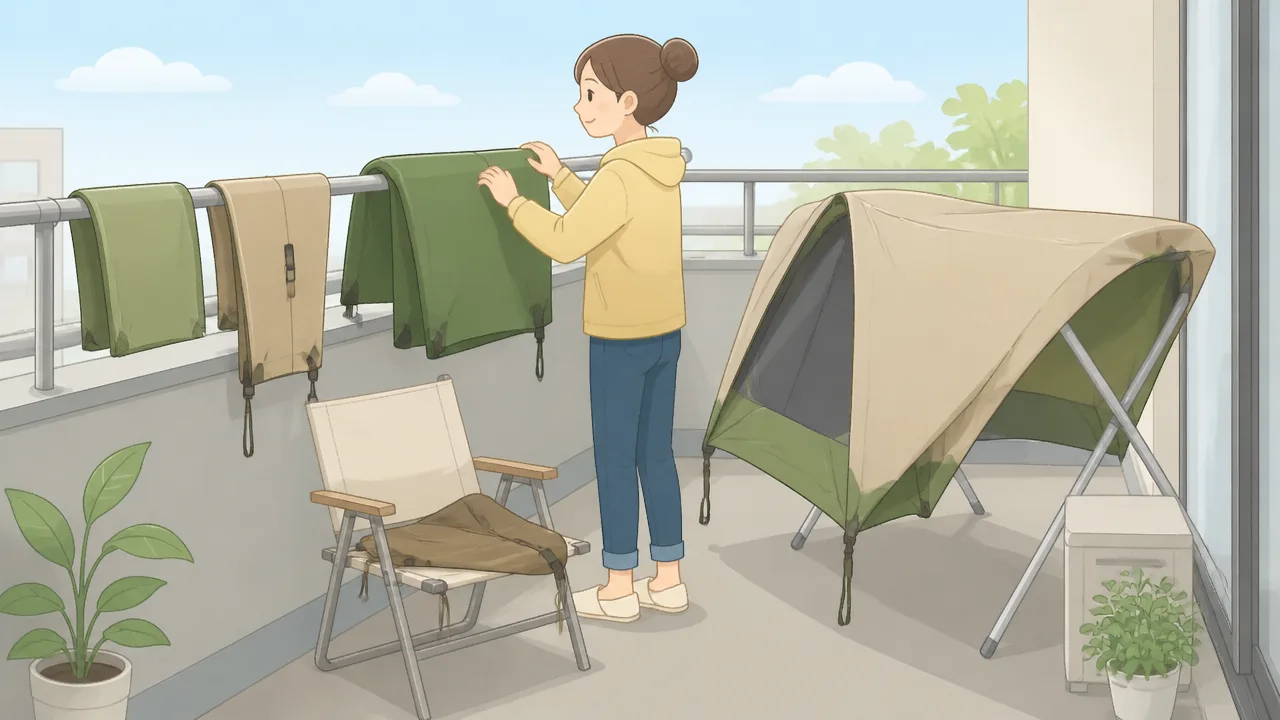 雨キャンプ後のテント乾燥方法|ベランダでの干し方と注意点