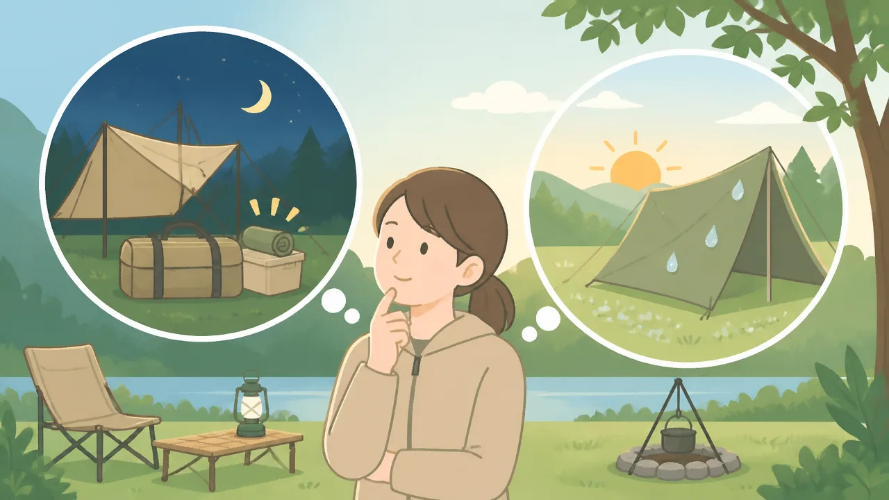 キャンプの朝露でギアが濡れる原因と前日の夜にできる撤収対策