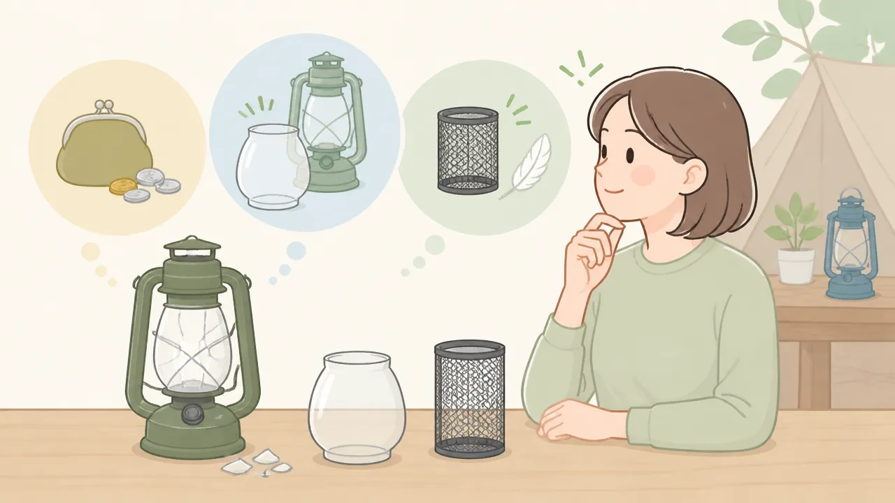 ランタンのホヤが割れたときは?メッシュで代用する方法と注意点