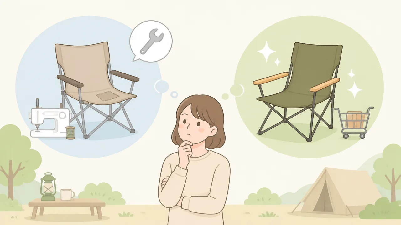 キャンプチェアのシートが伸びたら?たわみを抑える補強方法